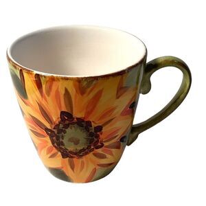 Tabletops Unlimited Prima Vera Hand Painted Mug Sunflower Cup